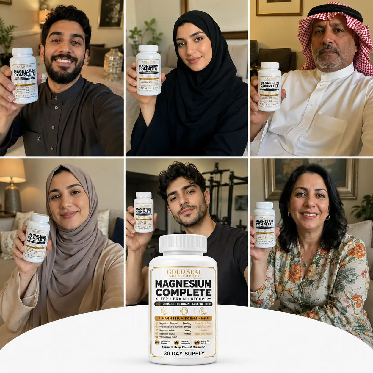 عملاء سعوديون يحملون عبوة Magnesium Complete