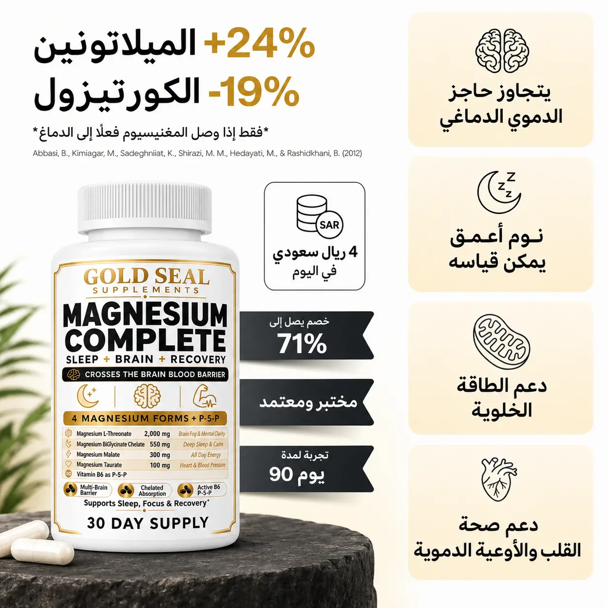 Magnesium Complete مع مزايا دعم النوم والدماغ والطاقة والقلب